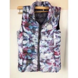 Ivory Ella Tie Dye Puffer Vest Purple Sz Small Womens